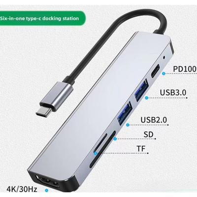6 In 1 USB C Hub Multiport Adapter with Card Reader Compatible for MacBook Pro Air Huawei Laptops