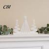 Holiday Desk Ornament 3D Printed Abstract Christmas Tree Figurine, Modern Minimalist Xmas Pure White with Star Topper for Home, Office, Party