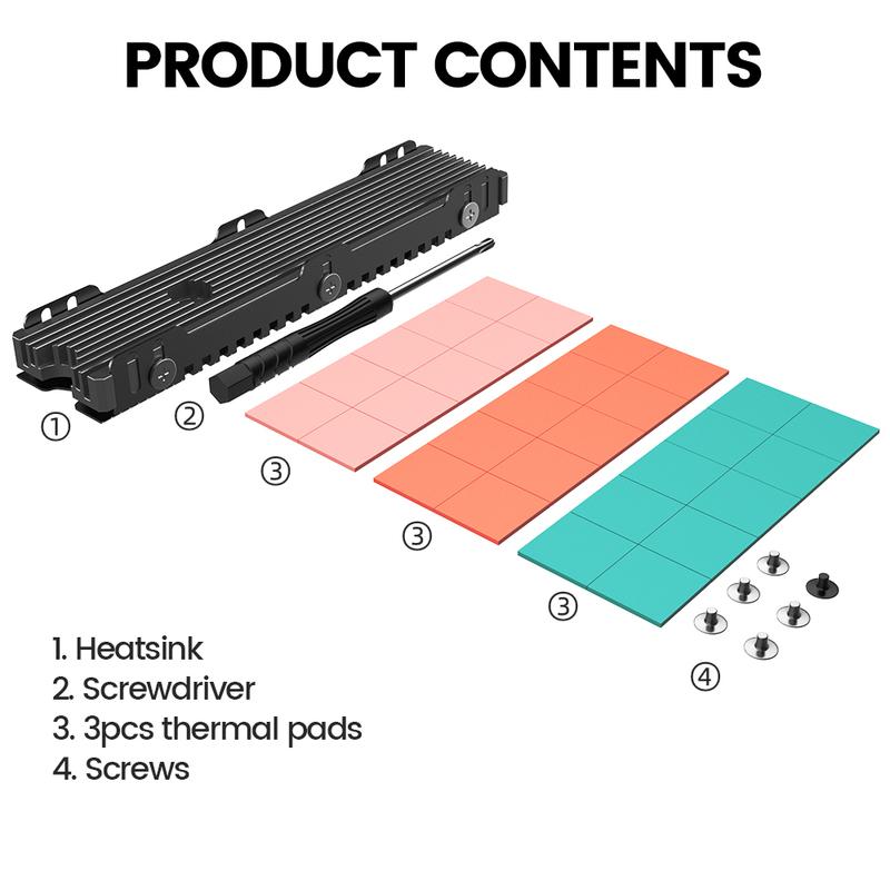 JEYI 22110 SSD Heatsink M.2 NVME Radiator Aluminum Alloy PS5 M.2 PCIE SATA SSD Efficient Radiator with Thermal Silicone pad