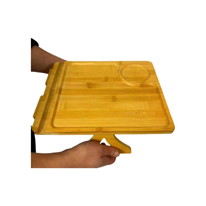 Bamboo Armrest Tray: Portable, Foldable & Round Sofa Table