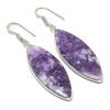 Natural Lepidolite Gemstone Handmade 925 Sterling Silver Earring 2.44" AE-11500