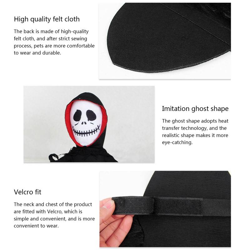 Cute Ghost Costume for Dogs Pet Halloween Holiday Accessories Hooded Coat Ghost Theme Coat Photo Props