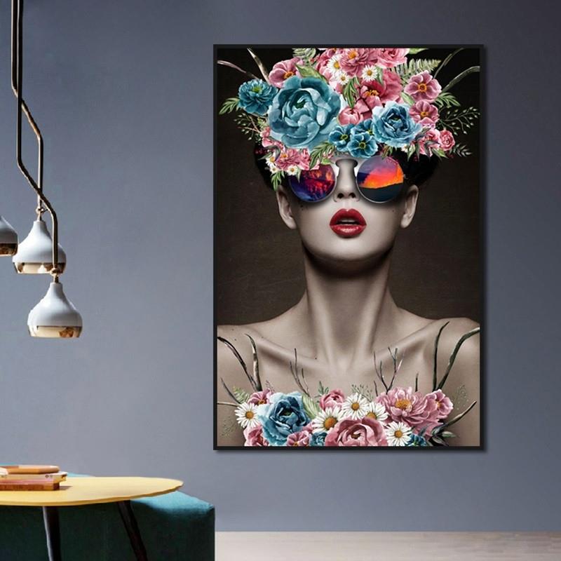 Põhjamaade kunst Abstraktne lilletüdruk, naiste plakat, lõuend, maalimine, kunsti seinapildid, elutoa magamistoa sisekujundus