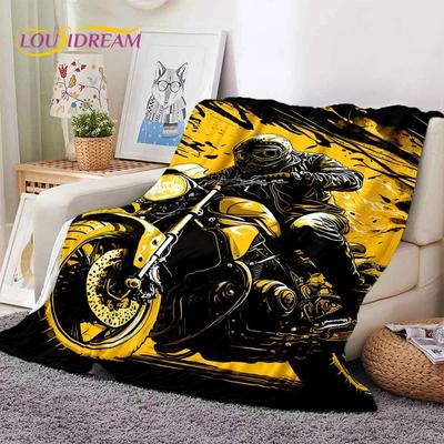 Motokros Moderní retro Motocykl Měkká flanelová deka na postel ložnici pohovku piknik, Přehozová deka na přikrytí venkovní volnočasový dárek