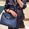 Denim Woven Knotted Buckle Cowhide Rhombus Shoulder Handbag Versatile King