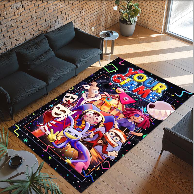 Personalized Crystal Velvet Carpet Custom Name Text,The Amazing Digital Circus Anti Slip Area Rug For Home Decoration