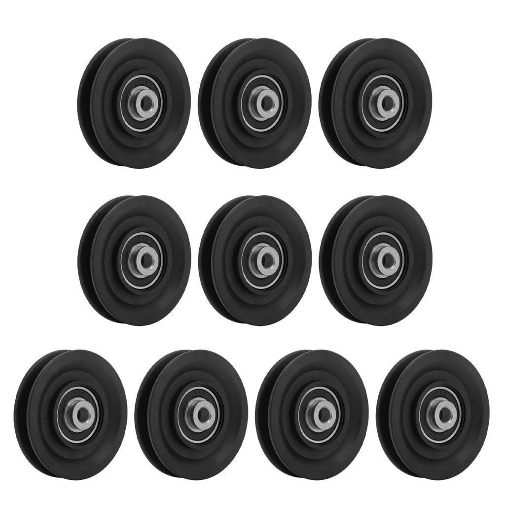 10pcs 3.5in Pulley Durable Silent Nylon Universal Bearing Pulley Wheel for Crane Gym Equipment Garage Door Ladder Lifts