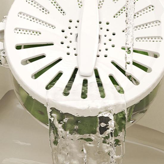 2-in-1 Draining And Preservation Basket Fruit Bowl with Strainer Lid Fruit And Vegetable Washing Bowl with Foldable Handle for Camping Kitchen Fridge