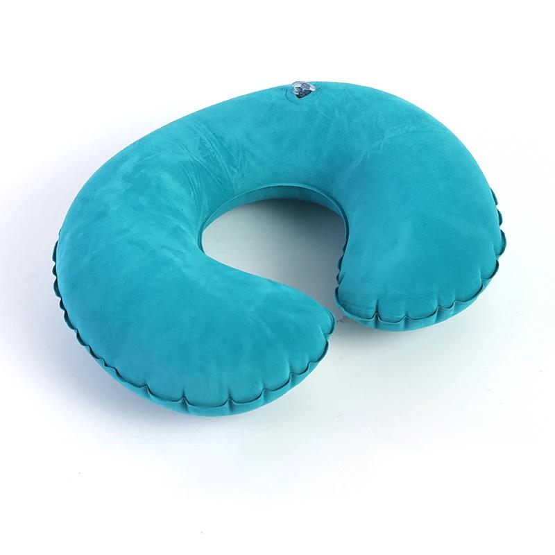 Travel Inflatable C-shaped Pillow for Car Airplane, Portable U-shaped PVC Plush Neck Pillow