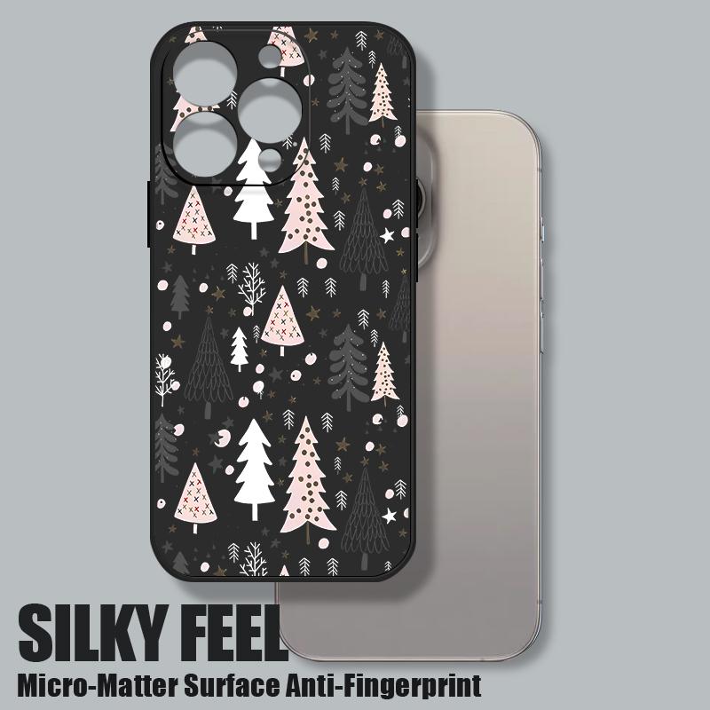 Cute Christmas Tree Pattern TPU Soft Silicone Case For iPhone 17 Pro Max 16E 16 15 14 13 Pro Max 12 Pro 11 Shockproof With Lanyard Phone Cover Fundas