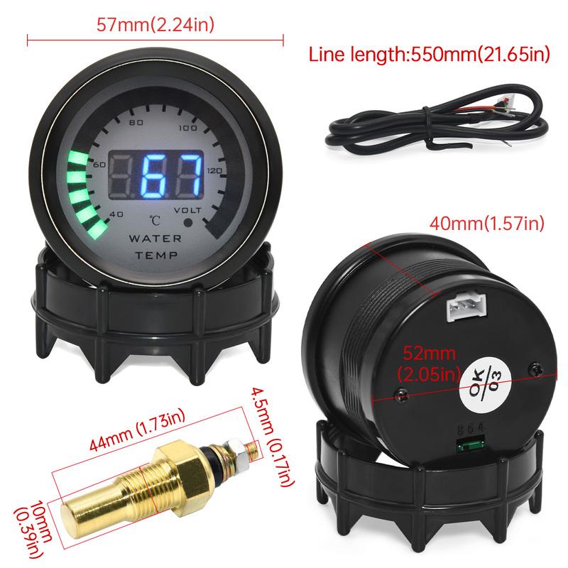 52mm Digital Water Temperature Gauge Car Racing Modification 40~140 Celsius Temp Meter With Sensor Adapter 1/8NPT Custom