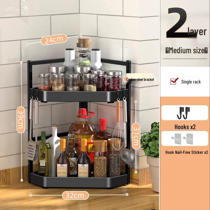 Multi-functional Kitchen Storage Rack: Multi-layer Organizer for Seasonings and Supplies