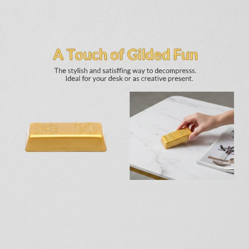 Realistic Simulated Gold Bar Fidget Squeeze Toy Squeezable Slow Rising Stress Relief Toy for Home Office Travel Use