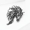 Luxury Glossy Horse Head Brooches for Women Zodiac Animal Pins Casual Party Accessories New Year Gifts Friends