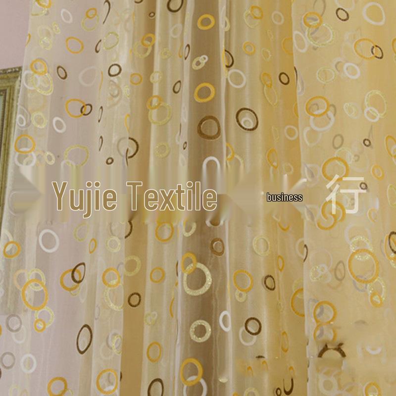 Offset Printing Transparent Window Curtains - Ready-Made Yarn Circle Design.