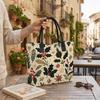 Christmas Printed Canvas Tote Bag Portable Shoulder Handbag for Daily Use