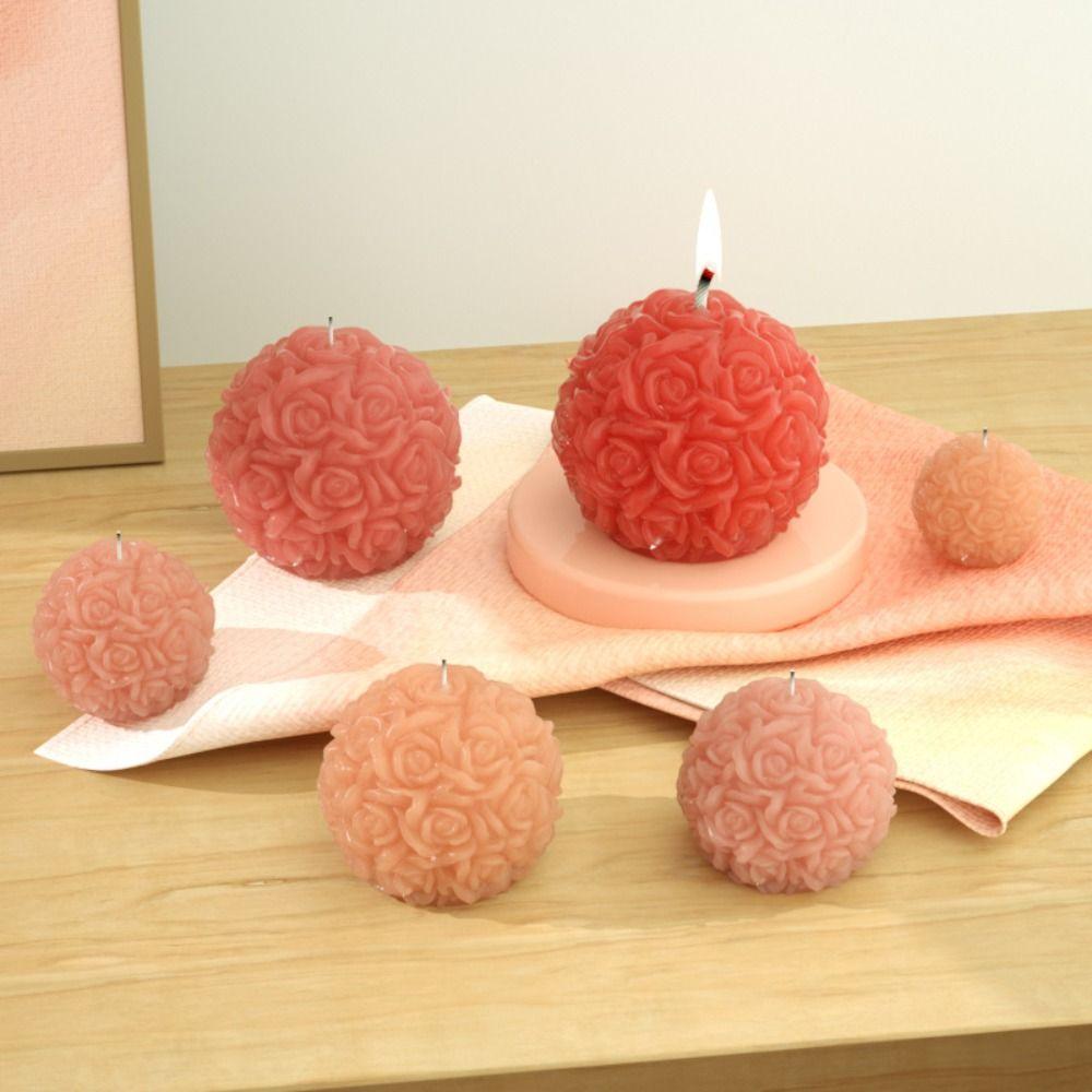 3D Candle Mold Silicone Rose Mold Gypsum Flower Ball Mold  Candle Making