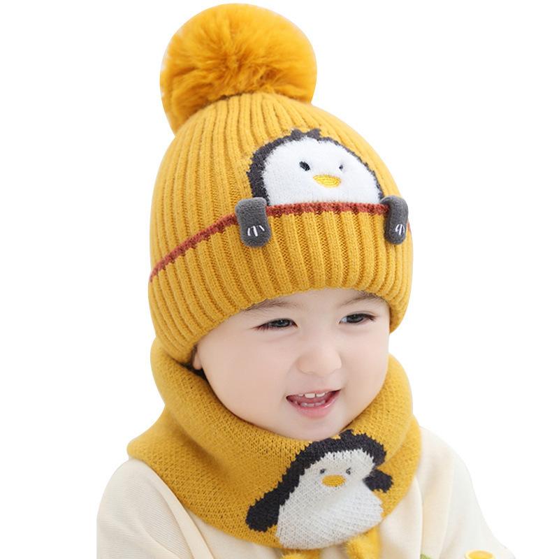 Children's Fleece Hat Autumn and Winter Girls' Thick Woolen Hat Baby Warm Cute Knit Hat
