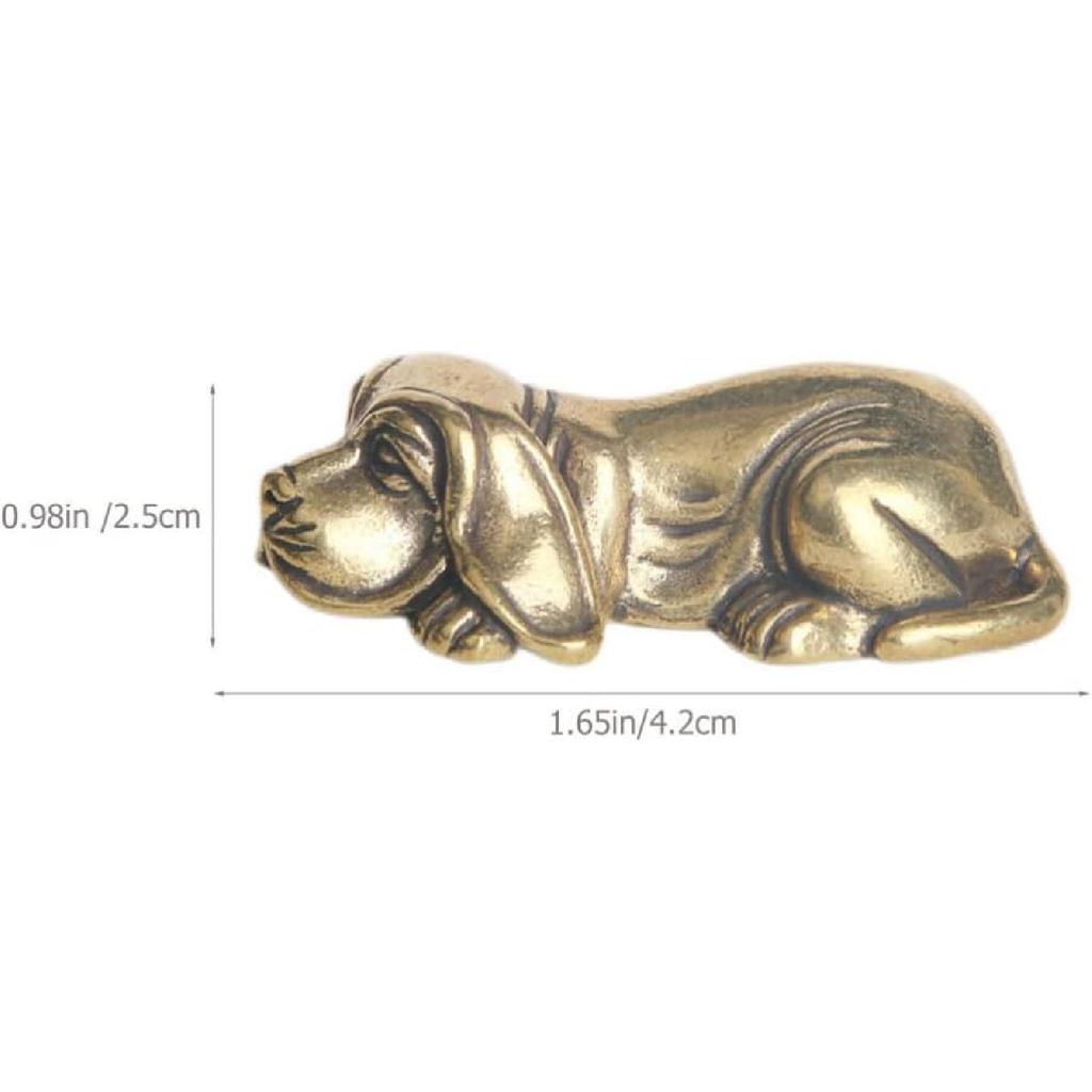 BESPORTBLE Gold Dog Figurines, Feng Shui Brass Dog Statue Small Brass Animal Figurines Puppy Sculpture for Home Decor Collectible