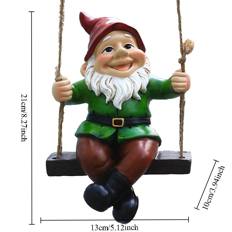 Cartoon Gnomes Statue Outdoor Garden Yard Decorations Cute Funny Dwarf Statue Middle Finger Gnome Creative Tree Hanging Ornament