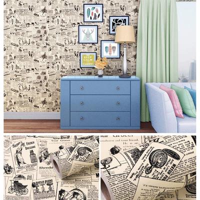 RSINC Papier Peint Adhésif Amovible Annonces de Journaux Vintage 3D 500 x 45cm B01CQRS94I