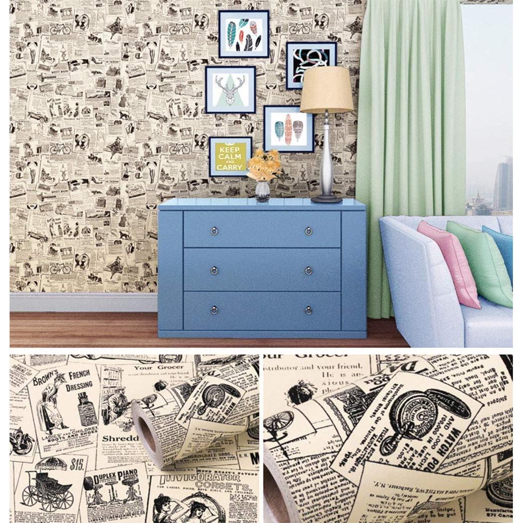 

RSINC 3D Винтажные газетные объявления Самоклеящиеся обои Съемные 500 x 45 см B01CQRS94I