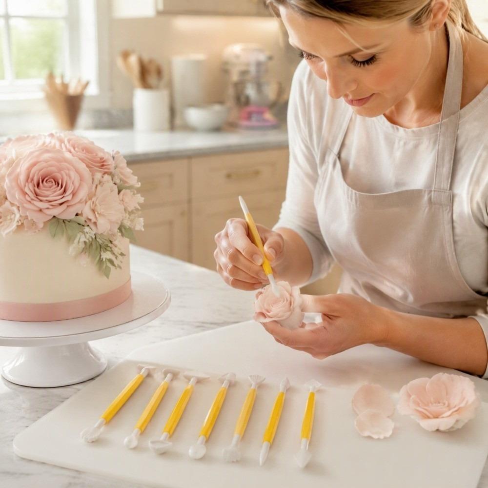 8Pcs Fondant Decorating Tool Set Double Ended Cake Decorating Tools Kit  For Beginners