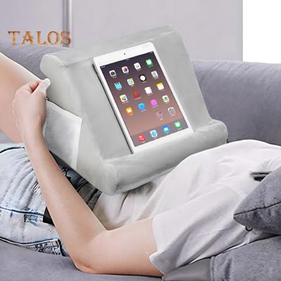 Tablet-Kissenhalter mit seitlicher Netztasche, tragbar, für Reisen, Büro, Schreibtisch, Bett, Multi-Angle-Tablet-Kissen, weicher Handy-Plüsch-Kissenständer