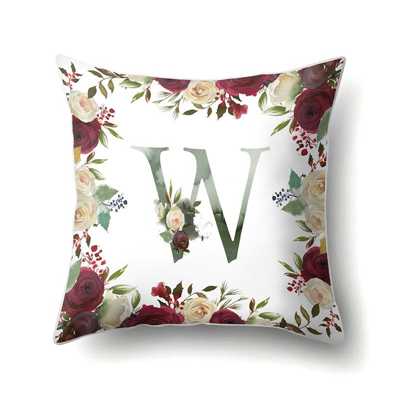 Polyester Pillowcase American Retro Flower Plant 26 English Letter Cushion Cover Car Pillowcase
