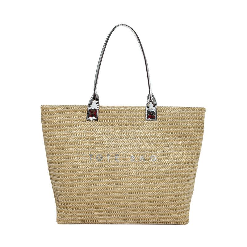 

2025 new Senmeng summer vacation beach travel out large-capacity tote bag women s trend woven handbag серебряный