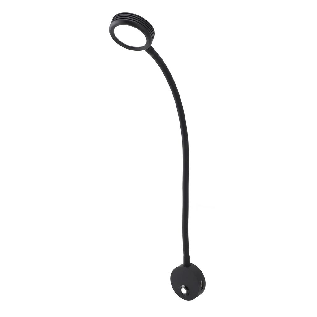 RV Reading Light with USB Port Flexible Gooseneck Bedside Wall Lamp for Boat Yacht 620‑625nm Red 3000‑320K Warm Light