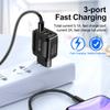 QC3.0 Fast Charge Mobile Phone Charger 3 USB Smart European Rules U.S. Rules British Rules 5V9V12V Multi-mouth Travel Charge