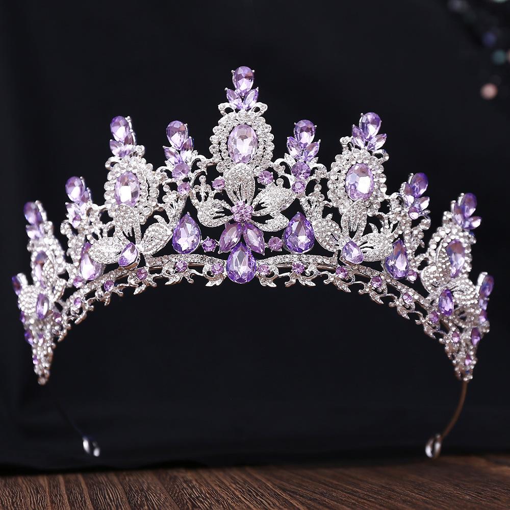 Gold Color Champagne Royal Queen Rhinestone Wedding Crown for Women Crystal Banquet Tiara Party Costume Hair Jewelry Accessories
