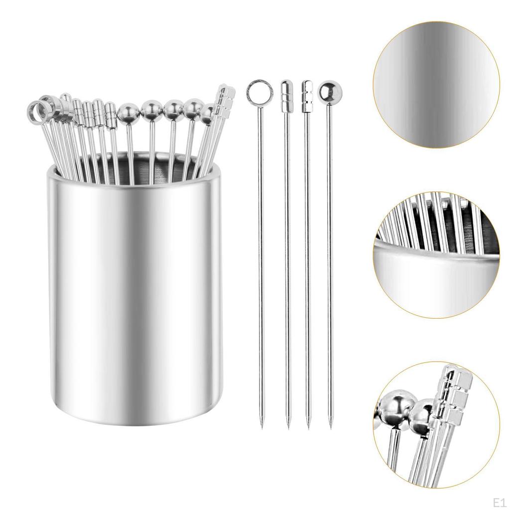 20Pcs Cocktail Picks with Holder Drink Toothpicks Party Supply Appetizer Skewers for Kitchen Cupcake