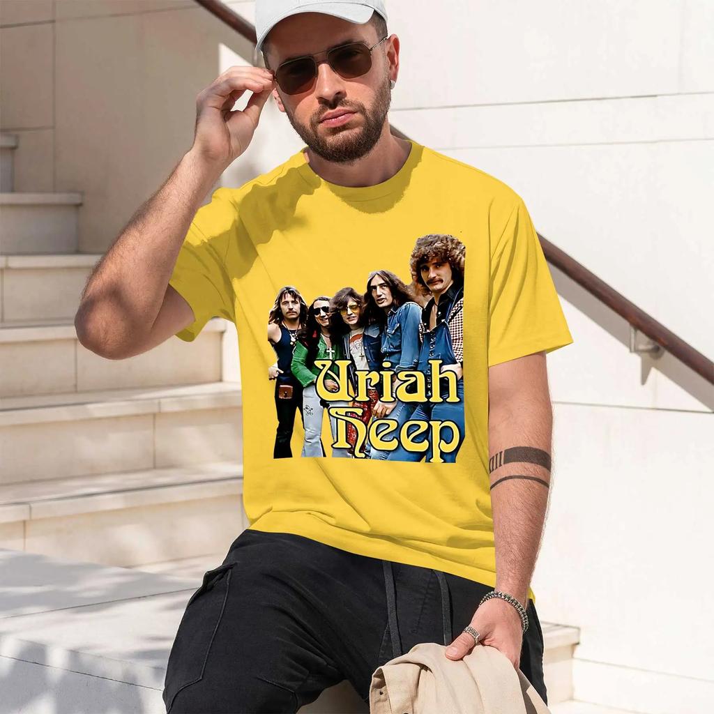 Uriah Heep 2026 New Fashion Heavyweight Hot Selling Retro Printed Pattern Fun Round Neck Tshirt For Daily Comfort