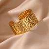 Wide Texture Stainless Steel Bangle Bracelets For Women Vintage Gold Color Aesthetic Bangle 2024 New Party Zircon Gift Mujer