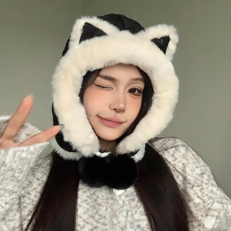 Cute Cat Ear Hat Warm Ear Flap Hat Ear Protective Cap Cold Weather Skiing Hat
