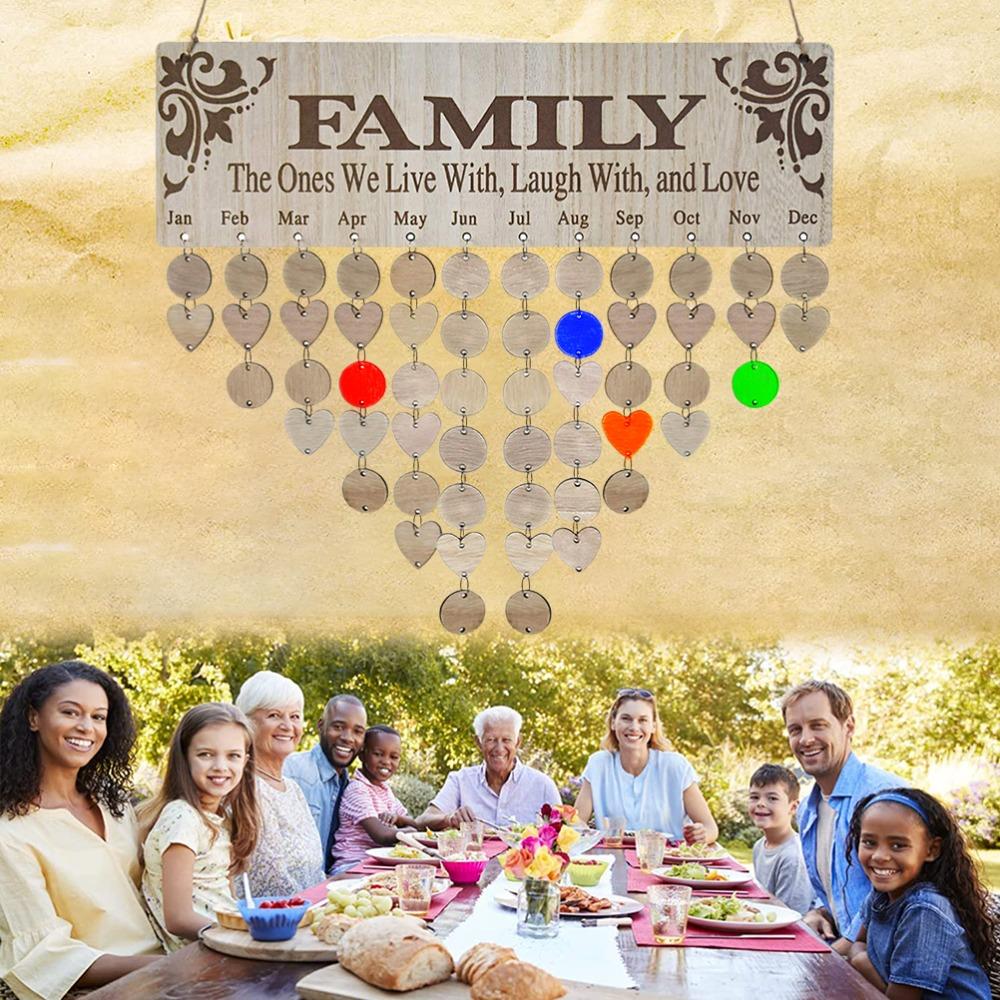 Brown Birthday Reminder Calendar 15.75 X 4.72 X 0.20in Family Sayings Pattern for Grandma