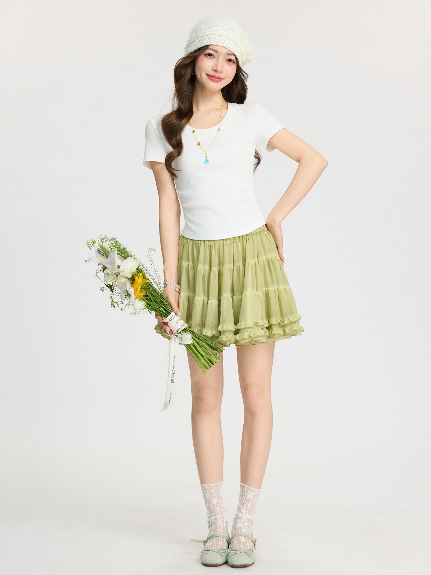 

Korean U-neck front shoulder basic white waist short-sleeved T-shirt women s spring and summer new short slim-fit top S белый