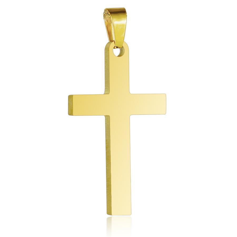Gold Electroplated Stainless Steel Cross Necklace for Men and Women - Trendy European & American Fashion Accessory
