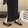 Retro pointed head shallow mouth inner height increase single shoes women's 2025 new design French late evening wind Mary Jane shoes
