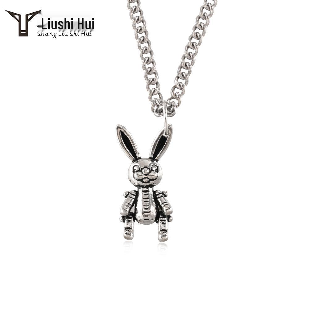 

925 Sterling Silver Hip Hop Style Articulated Rabbit Necklace 925 Silver