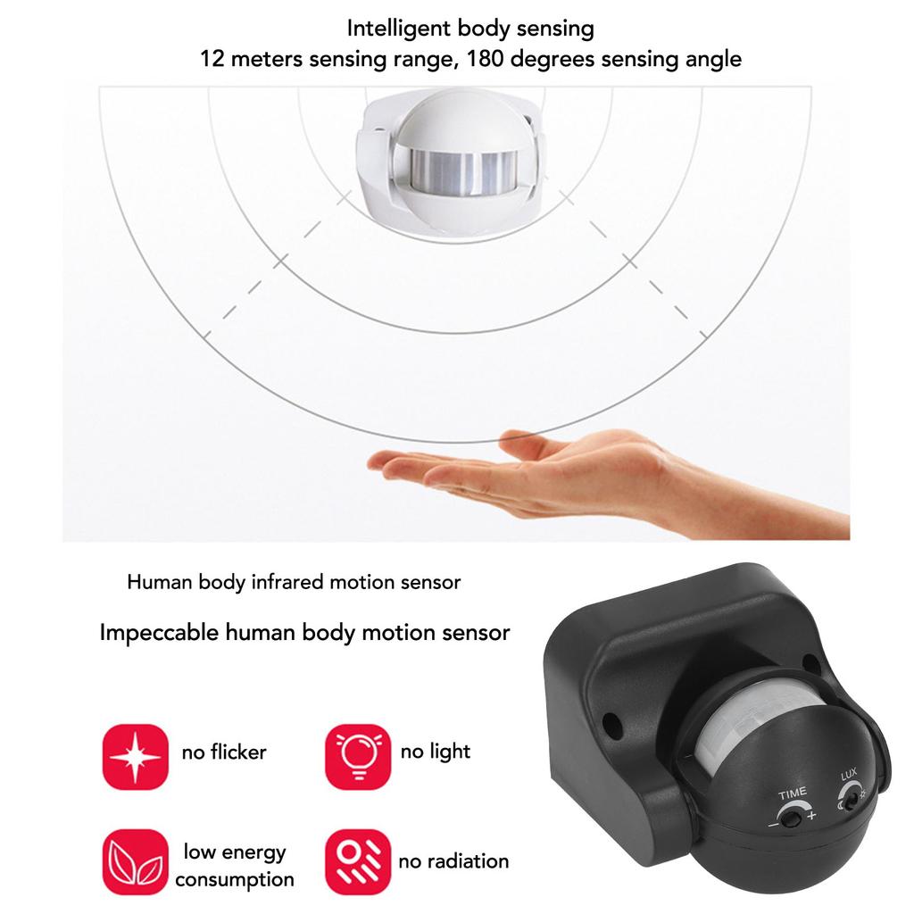 Motion Sensor Detector Waterproof NaIntelligent Radiationless ABS Housing Infrared PIR Motion Sensor AC110240V