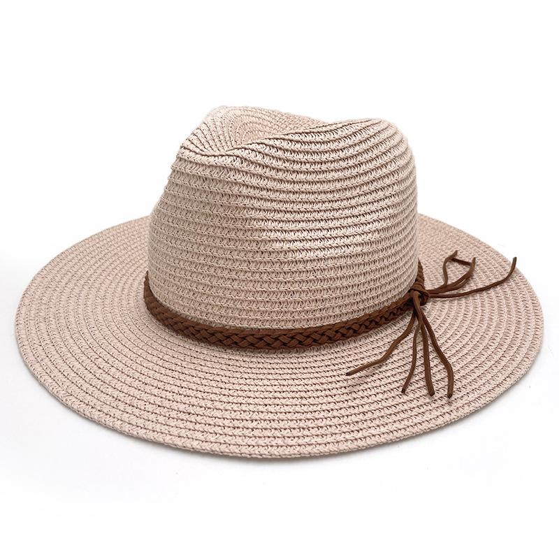 Men's and women's summer Panama straw hat Korean fleece beach sun protection cowboy top hat Wide brim outdoor sun hat