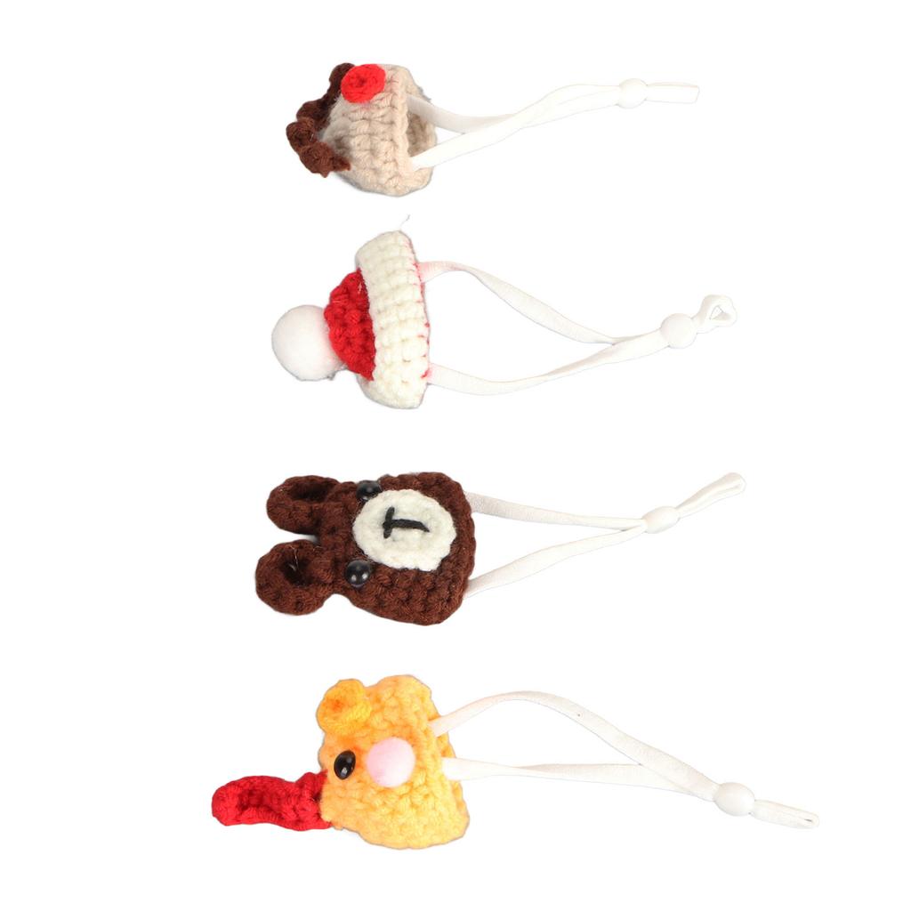 4 peças Chapéu Tricotado para Pequeno Animal Bonito Engraçado Moda Respirável Chapéu de Hamster com Alça Ajustável para Coelho Hamster Lagarto