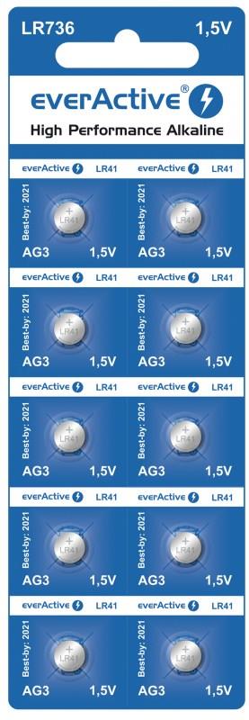 Mini everActive G3 LR736 LR41 alkaline batteries 10 pieces