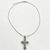 Vintage Graffiti Cross Necklace with Gold-Plated Rays - Unique Subculture Accessory