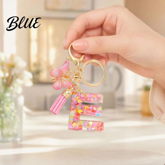 Gift Keychain Pendant Pink Series Pendant Sequins Heart Initial Letter Charm Key Chain