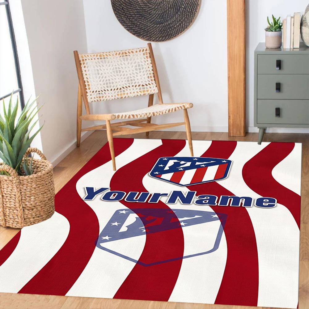 Atletico Madrid Customizable Name Floor Rug Office Rug Design for Bedrooms Outdoor Dormitory Decorate room Anti-slip Rug Decorate Offices