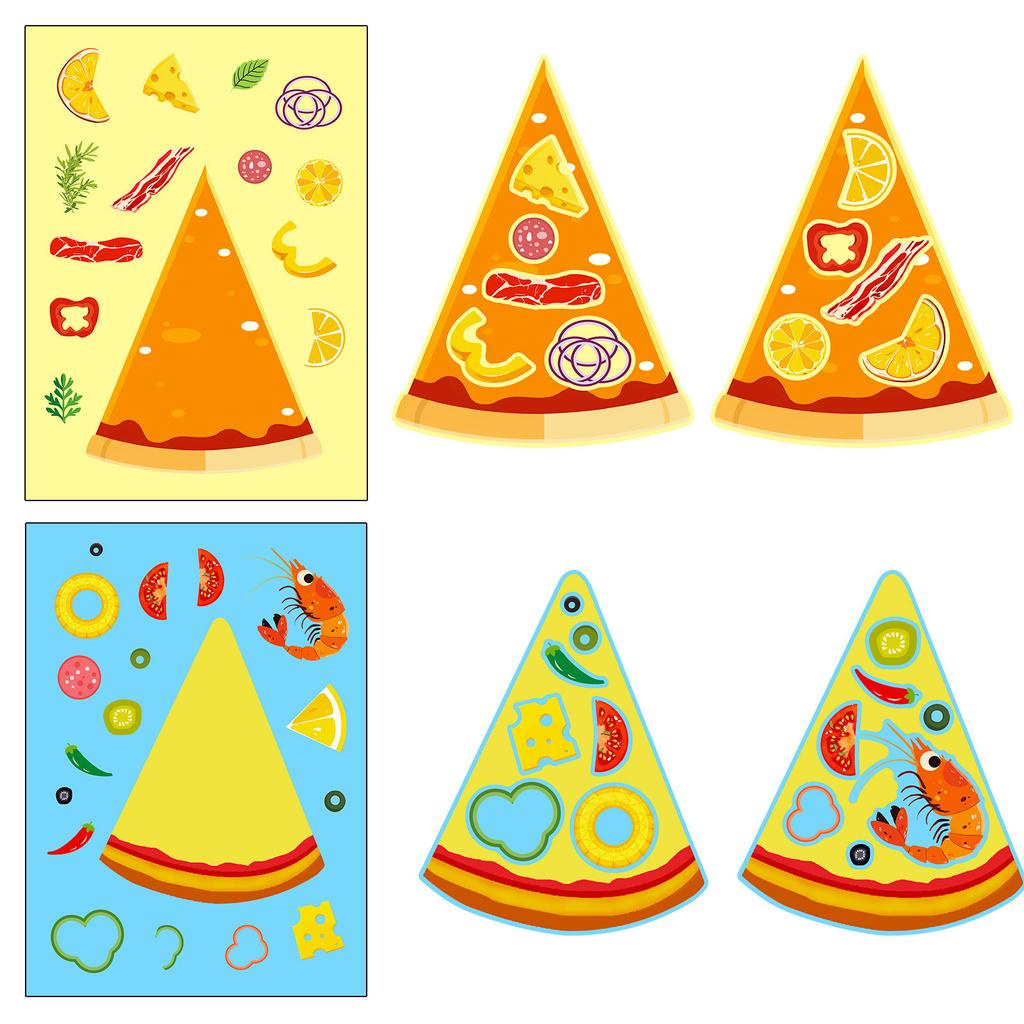 6 Photos/pack of Pizza Face Change Stickers DIY Pizza Educational Parent-child Interactive Toys Decorative Suitcase Stickers